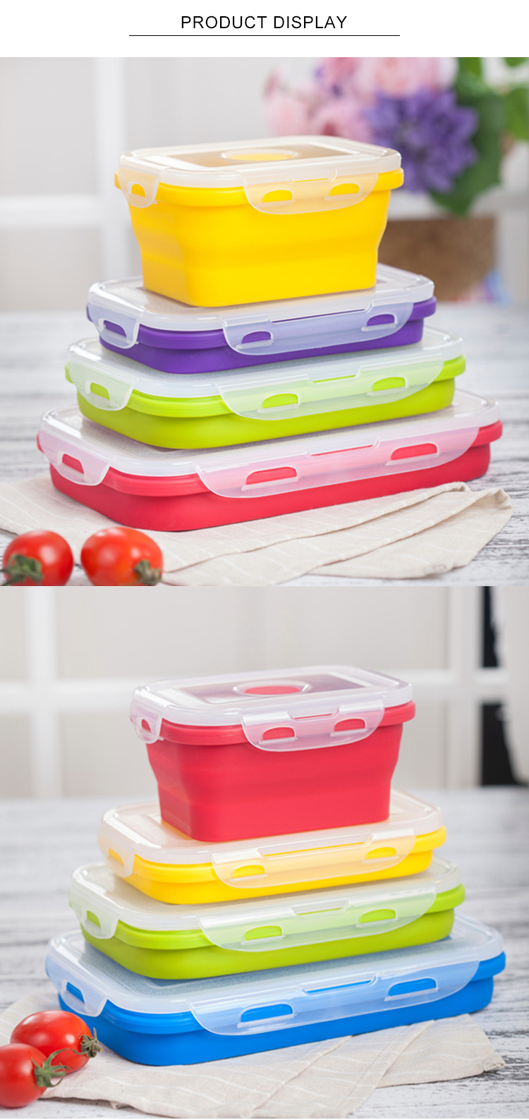 OEM Microwave Safe 1200ML Collapsible Foldable Lunch Box