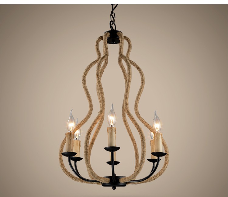 European french Wrought Rope Iron chandeliers for Dining room Kitchen (WH-CI-46)