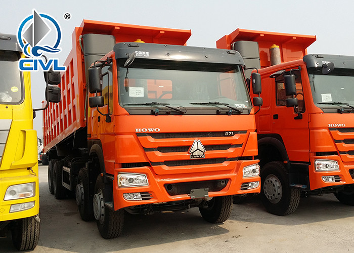8 X 4 Heavy Duty Dump Truck 420 HP Engine 80 T Loading Capacity Tipper truck read color