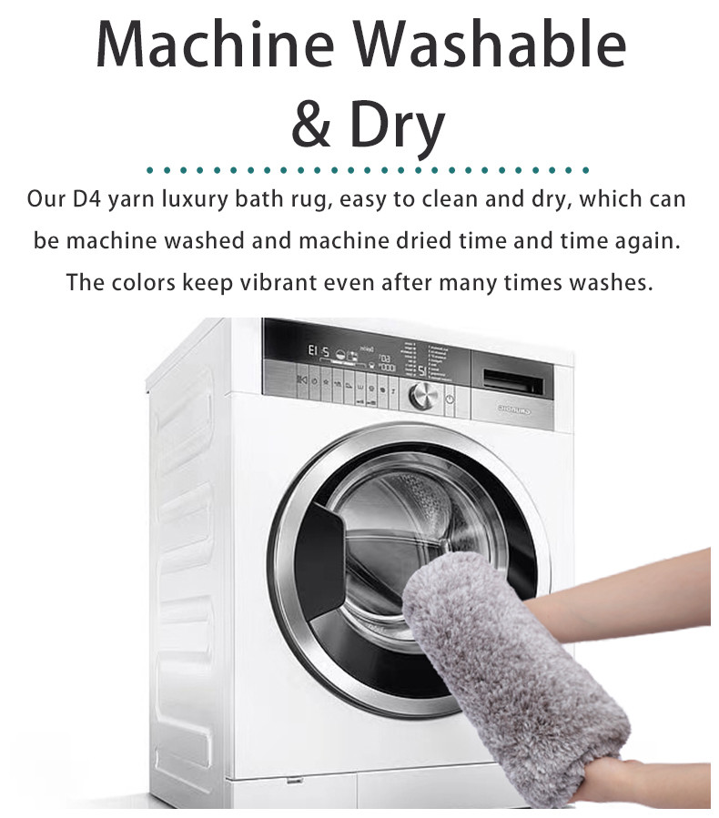Plush Absorbent Grey Tufted Washable Bath Mats For Washroom