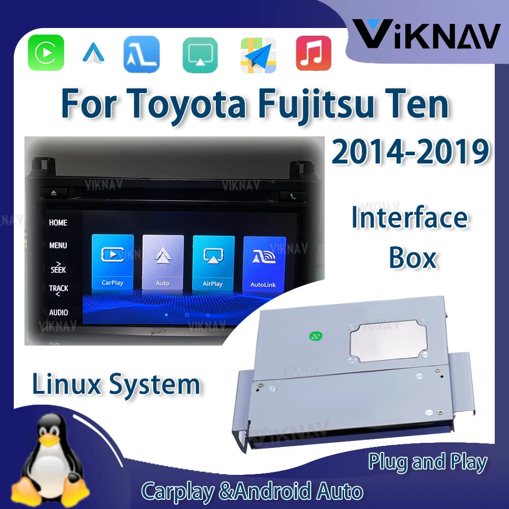 Viknav Linux System OEM Car For Toyota Crown Fujitsu Ten 2014-2019 Upgrade Decoder Box MuItimedia Wireless CarPlay