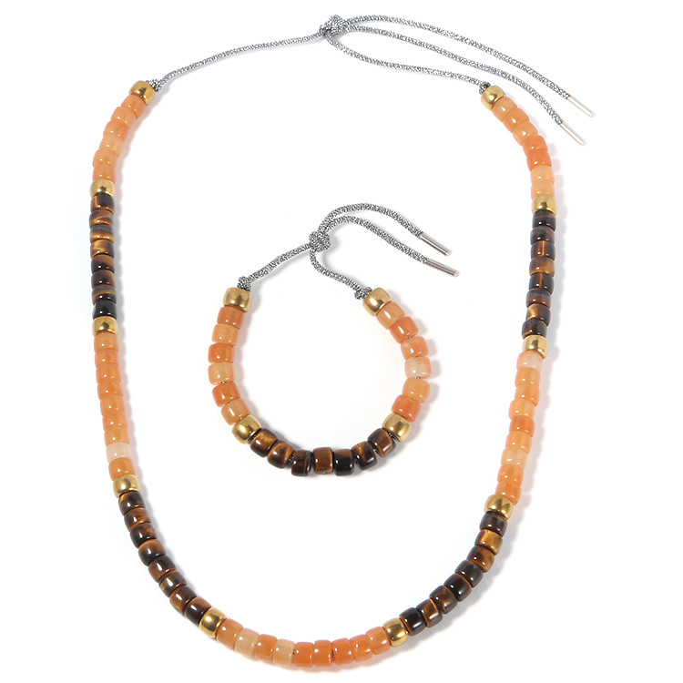 Brown Tiger Eyes Stone With 14k Gold Beads Forte Beads Bracelet In Metallic Style