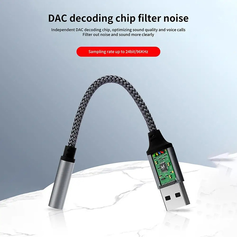 Professional Audio Interface USB Sound Card 2 In 1 USB To 3.5MM Jack Aux Audio Adapter
