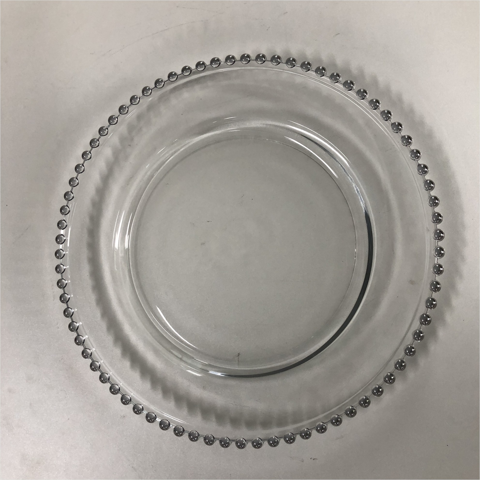 Clear Glass Beaded Charger Plates Wedding Event Gold Silver 32cm/27cm/21cm
