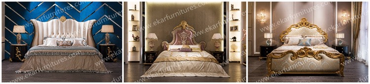 Italy antique luxuxy bedroom furniture master wooden leather bed LS-A118A