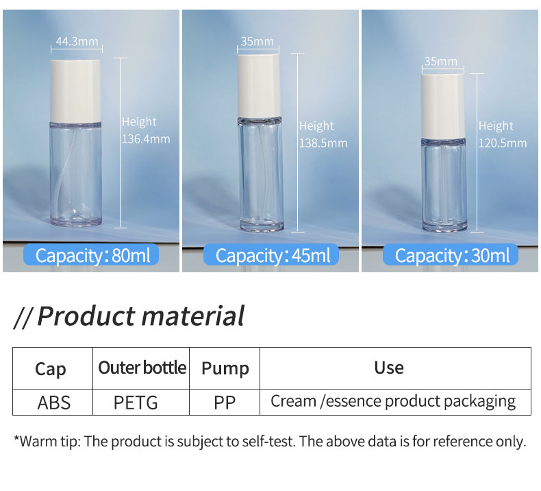 Luxury PETG Bottle 50ml 100ml 150ml Plastic Lotion Pump Bottles With Cap