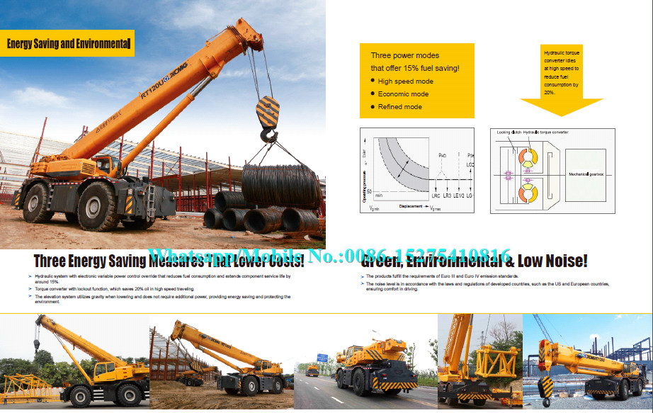 Yellow XCMG Rough Terrain Crane , 200 Ton Truck Crane RT200E High Performance