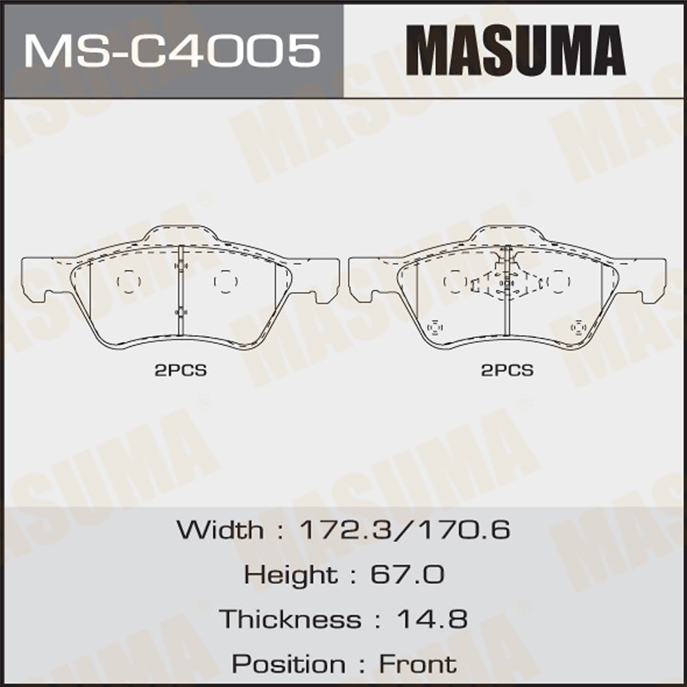 Car Fitment FORD USA 18*13.5*7.5cm MASUMA No Noise Brake Pads Set AM6Z-2001-A TF11W
