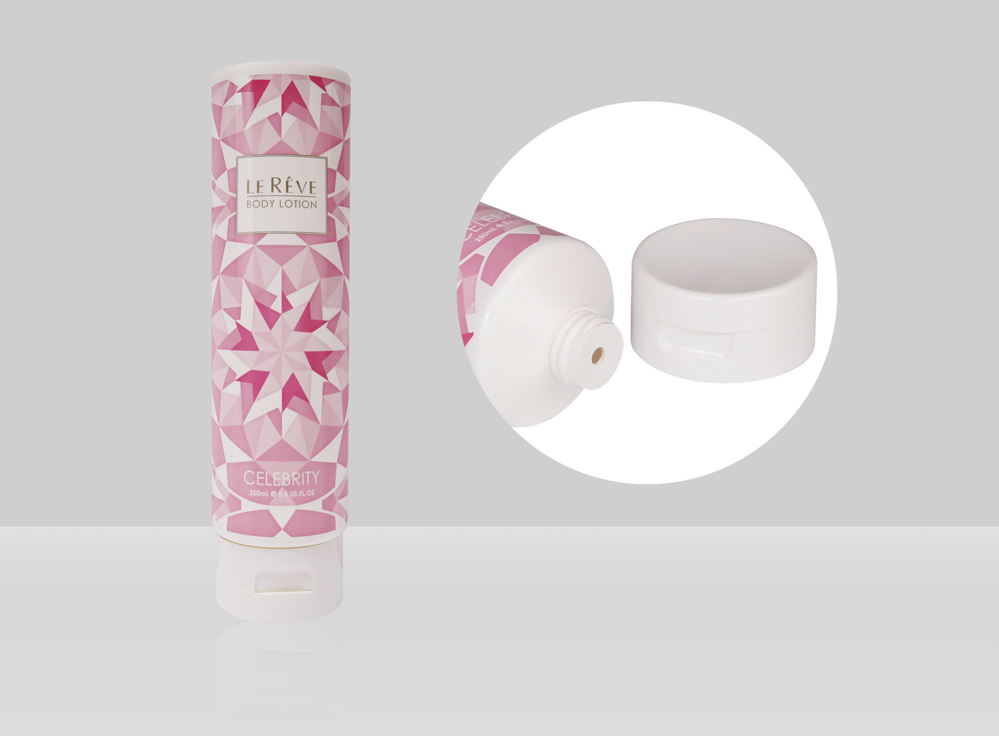 PCR PE Custom Cosmetic Tubes D55mm 150-400ml Empty Cosmetic Squeeze Plastic Body Lotion Tube With Flip Top