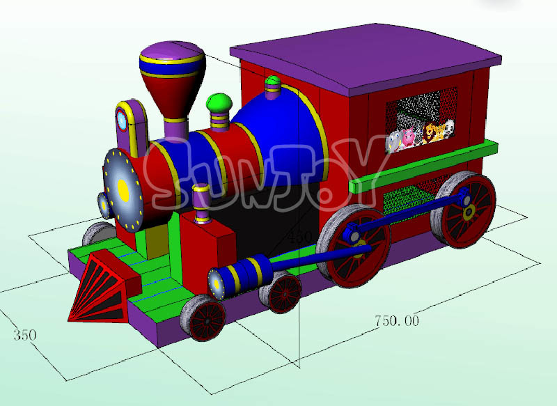 Amusement Park 0.55mm Plato Inflatable Train Bounce House