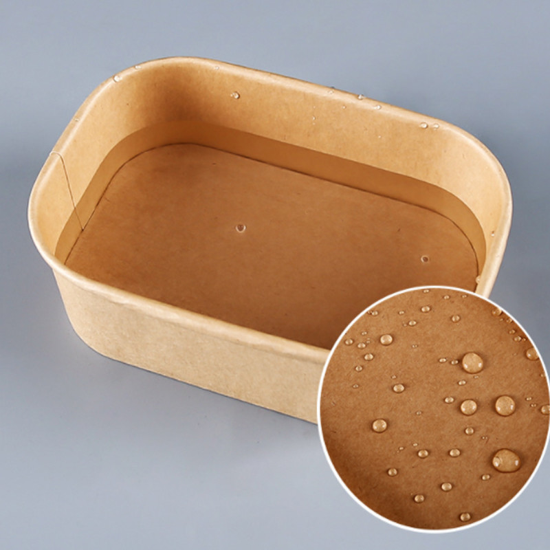 BRC 1100ml 1300ml Kraft Paper Meal Box Oval Rectangle Thickened Takeaway Paper Bowl