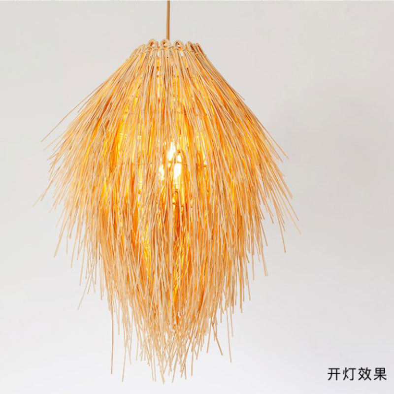 Pinecone Tassel Bamboo Chandelier Tea room Lounge natural rattan Hotel lamp(WH-WP-88)