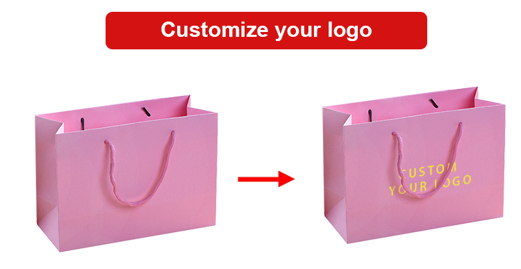 CMYK 4 Color Custom Printed Paper Bags Boutique Pink Jewellery Paper Bags