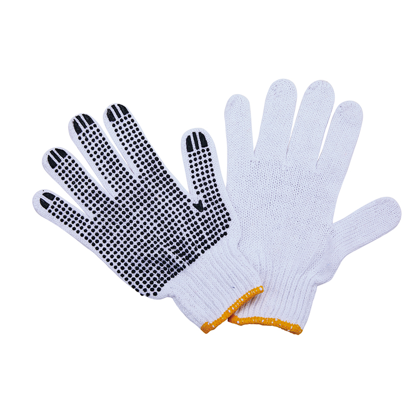 C078D2-N T/C Double Side PVC Dotted Cotton Work Gloves for Safety Anti-Slip Function