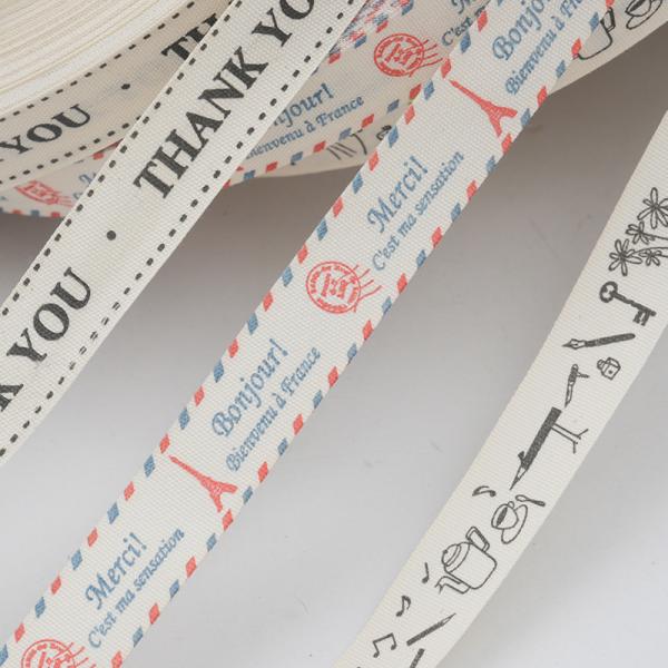 Custom Printed Cotton Ribbon Eco-Friendly Logo Ribbon for Gift Wrapping