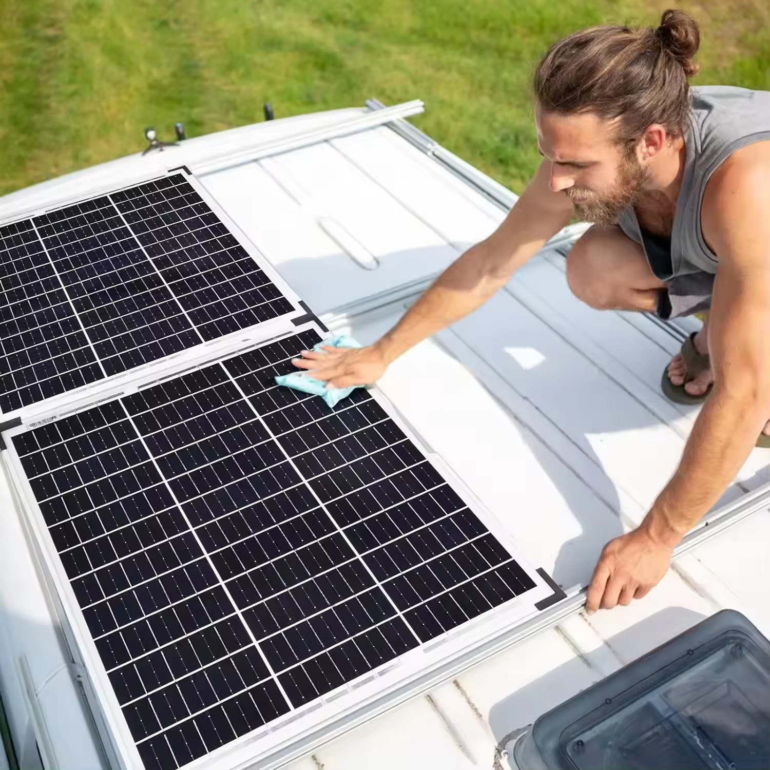 50W PERC High-Performance Silver Power Mono Solar Panel Battery Cell PV Module Charging Kit For Camp Rv Solar Caravan