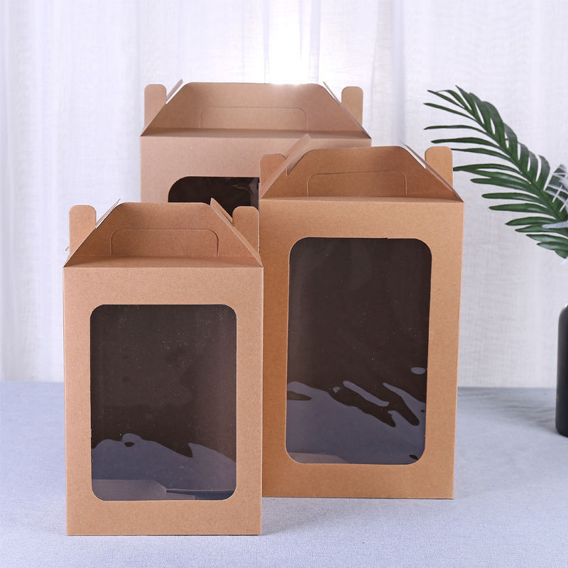 Paperboard Folders Colorful Recyclable Folding Handle Gift Box with Plastic Window