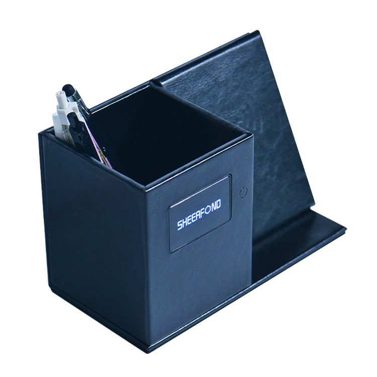 Custom Wireless Charging Leather Office Pen Holder Executive Multipurpose Cute