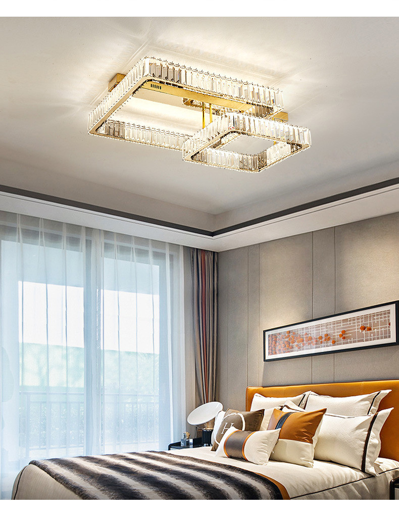 Luxury Living Room Smart Led Chandelier Modern Hall Glossy K9 Crystal Ceiling Chandelier(WH-CA-104)