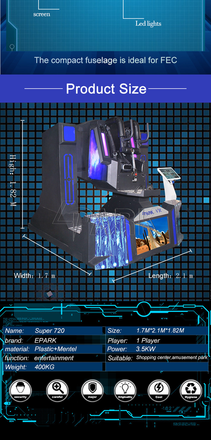 Rotation 720 Degrees Flight Virtual Reality Simulator For Game Center