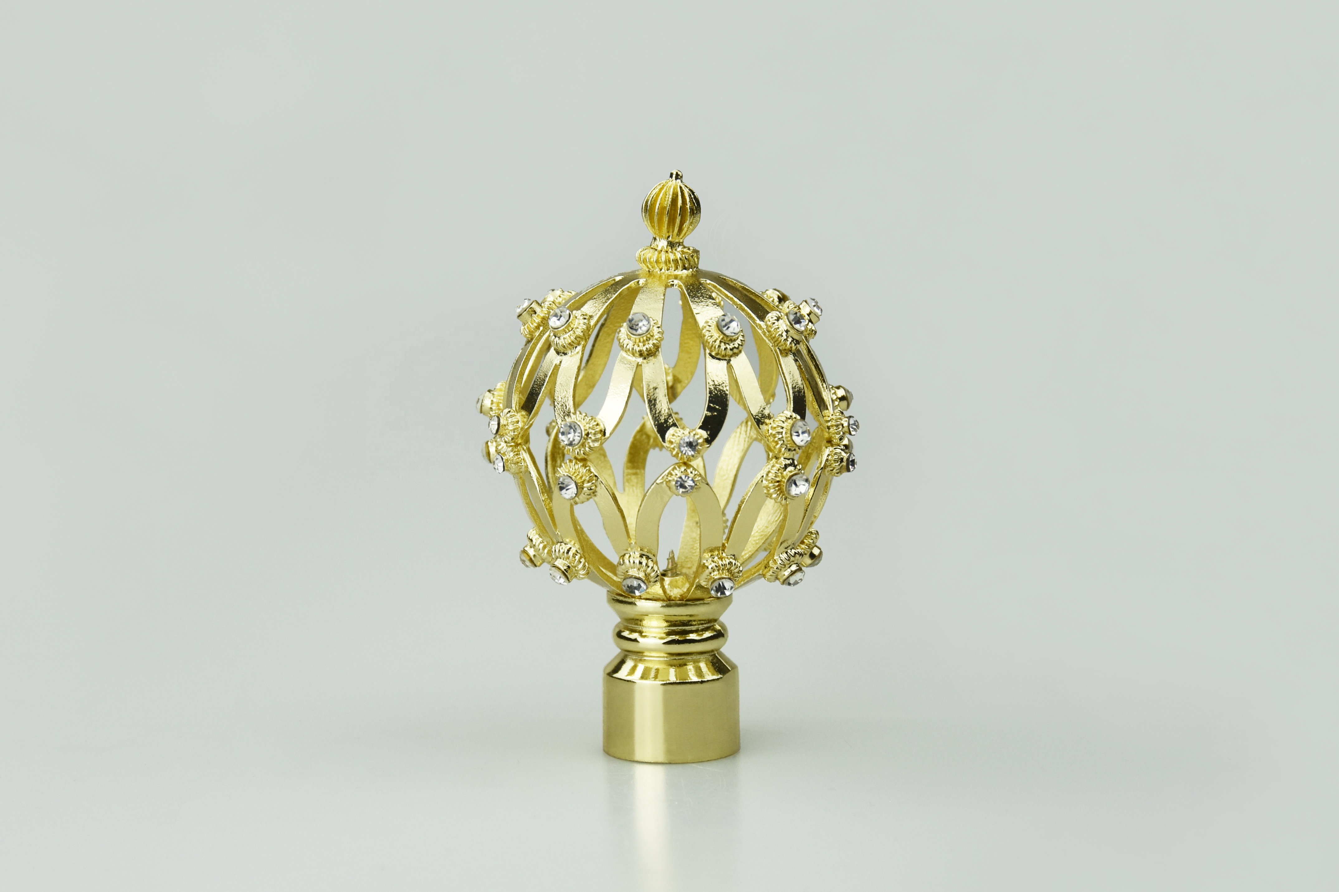 Factory direct wholesale new design golden crystal diamond metal curtain finials curtain rod accessories