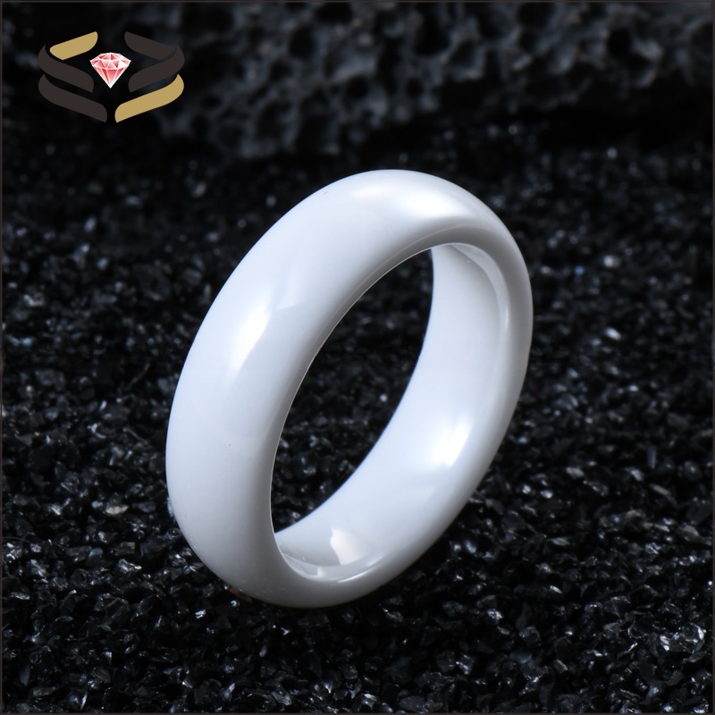 Dome Polished Wedding White Ceramic Ring Third Party Appraisal For Men Engagement