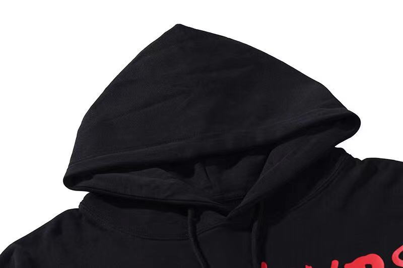 Black Graphic Hoodies Men Women Print French Terry Cotton Heavyweight Cropped Hoodies