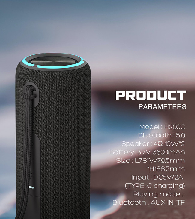IPX7 Waterproof Wireless Fabric Speaker Portable Ozzie Bluetooth Speaker