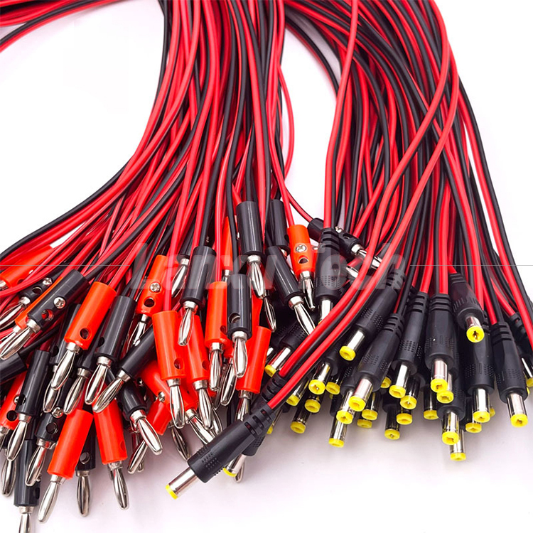 12v DC 5.5mm X 2.1mm Male Barrel Jack to 4mm Banana Plugs Test Leads Power Cable