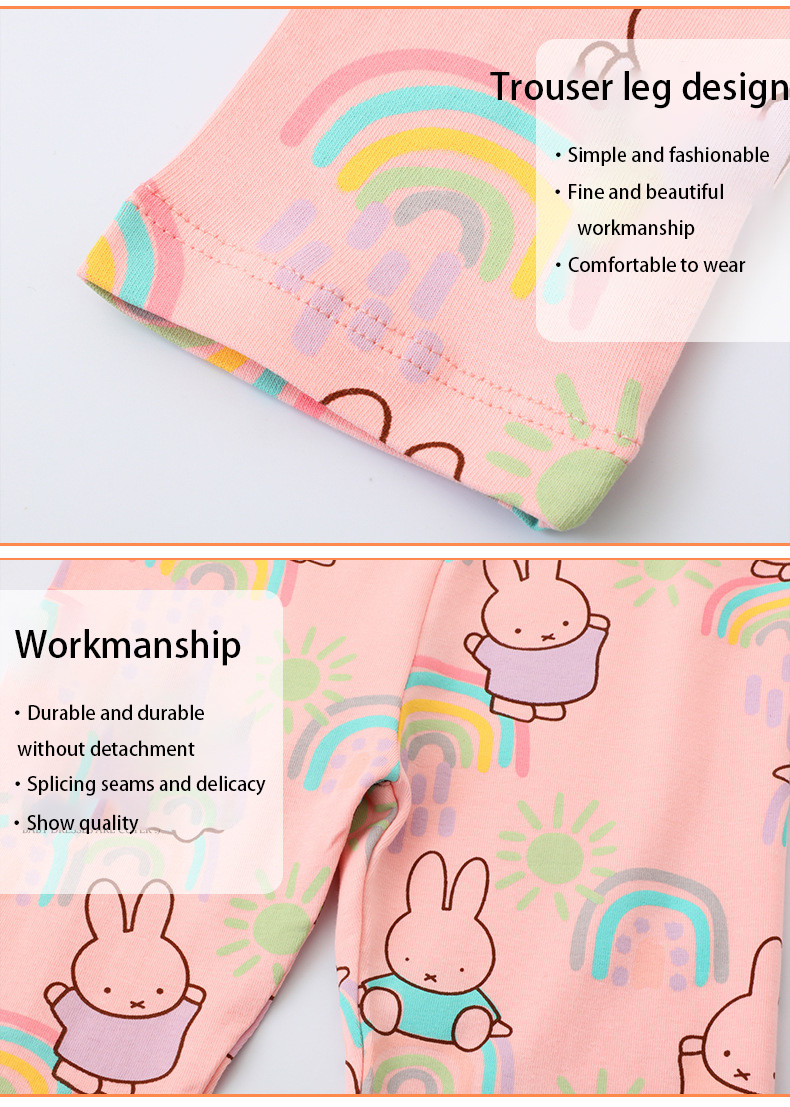 Pink Full Print Knitted Autumn Junior Girls' Pants Pants and Leggings