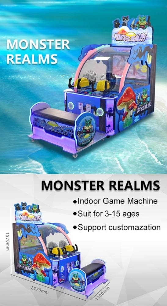 High Revenue Arcade Ticket Machine , Ball Shooting Monster Realms Kids Arcade Machine