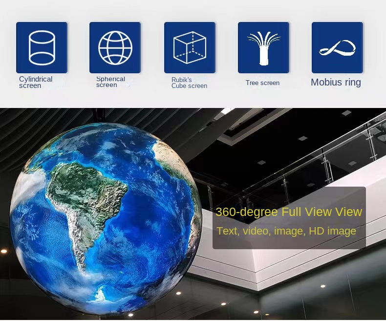 360H/V View Angle Indoor Spherical LED Screen For Voll Farbe Advertising