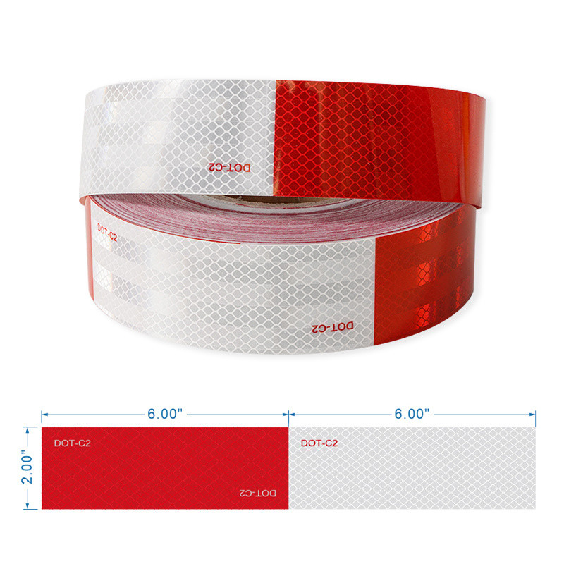Red And White Prismatic DOT-C2 Vehicle Safety Marking Reflective Tapes For Truck And Trailers