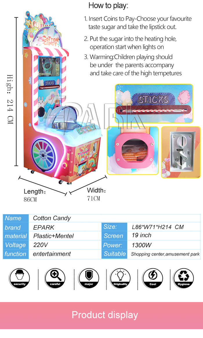 Fun Diy Cotton Candy Machine For Mall L86*W71*H214 CM 1 Year Warranty