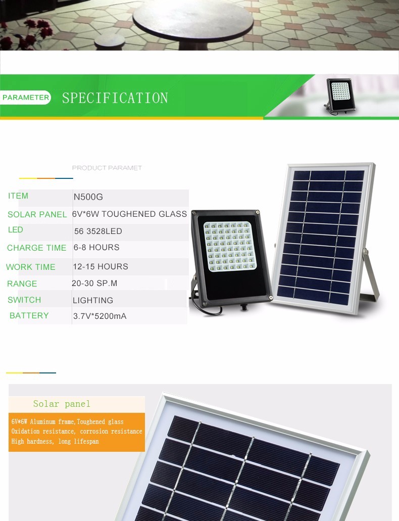 N500G super bright solar street led light waterproof mini solar flood garden lamp