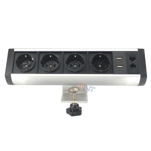 Desk edge mounted removable power strip clamp table socket with double usb