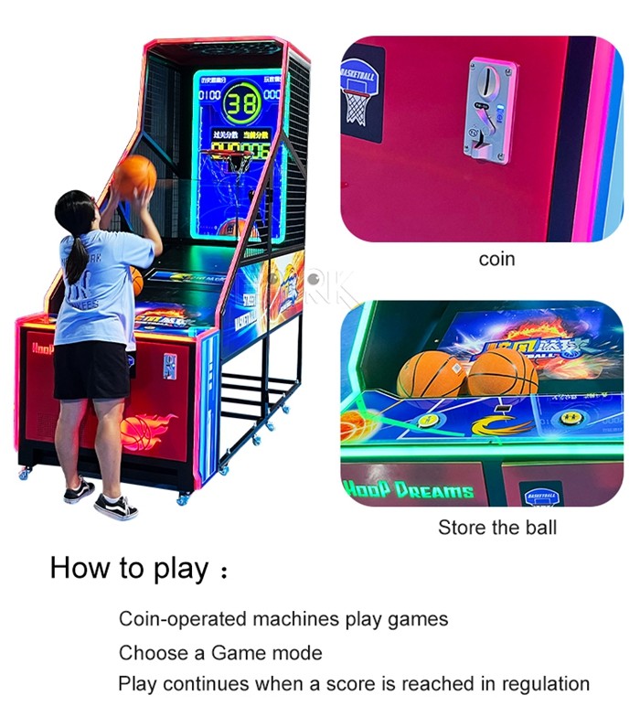 Single Player Led Arcade Basketball Game Machine For Amusement Park