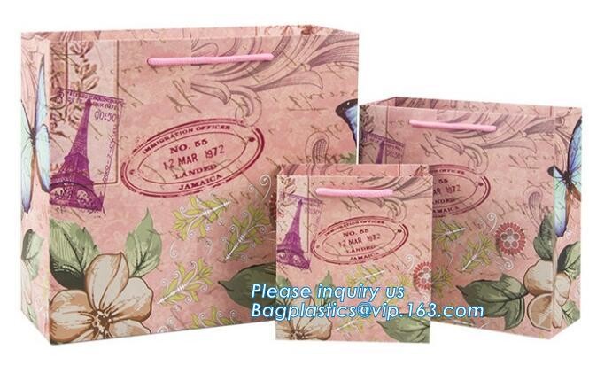 tea brown paper bag with logo print eco friendly With Ribbon Handles wine packaging offset bags,Decorative Paper Bags wi