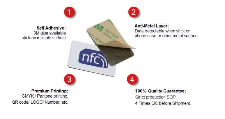 Customized Anti Metal NFC Sticker Tag On Metal Anti Counterfeit 125Khz 13.56Mhz