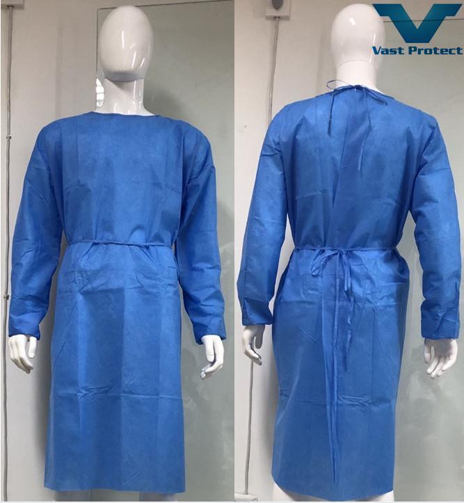 Disposable Breathable Anti-Mildew and Anti-Bacterial Hydroponic Easy to Wear SMS Isolation Gown