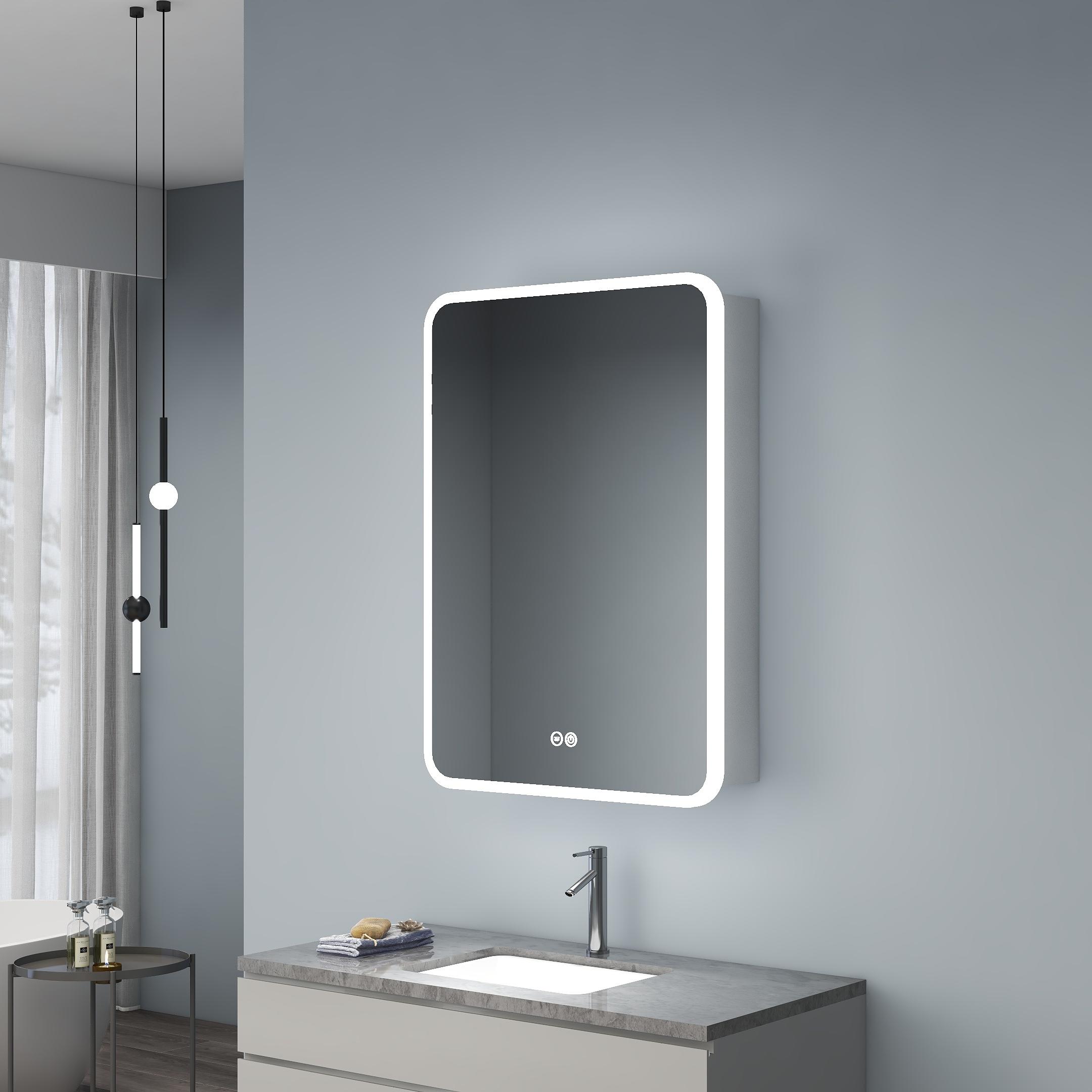 Contemporary Anti Fog Medicine Cabinet Moisture Proof With LED And Defogger
