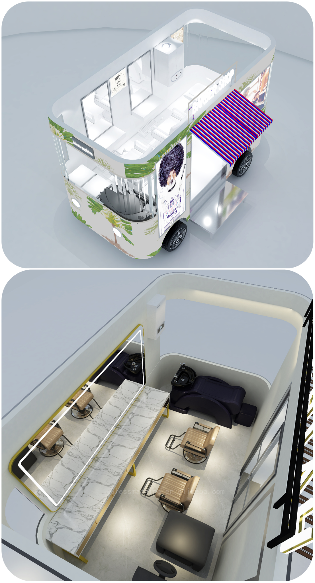 2022 Electric Mobile Barber Shop Hair Cut Salon Van Truck Machinery Function 40kms per hr