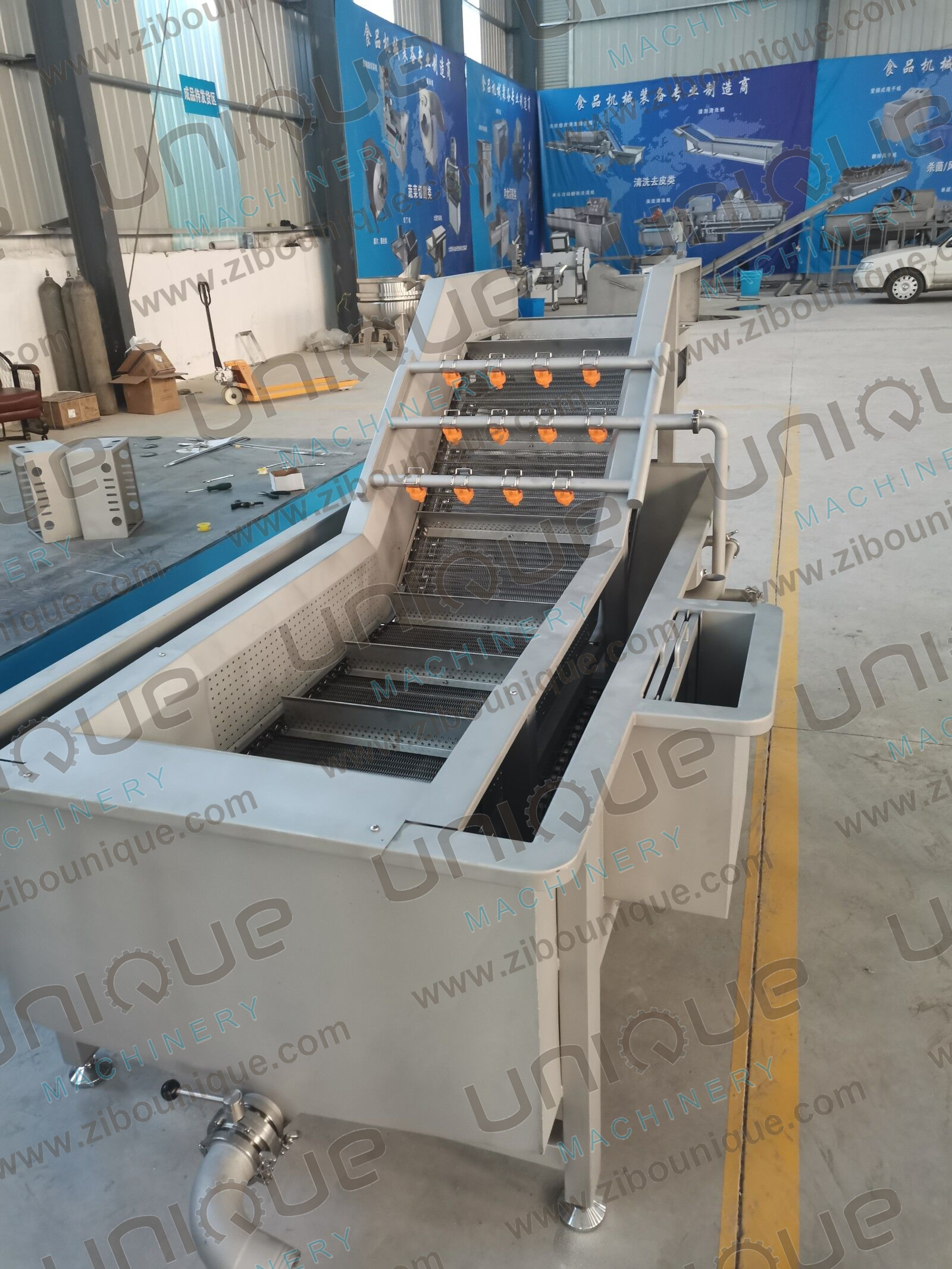 Vegetable Washing Machine for Fruit and Vegetable Chilli Bubble Flood Processing Line