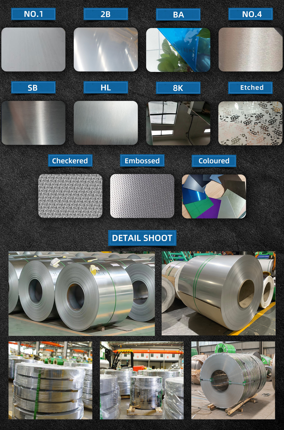 BA HL Stainless Steel Metal Coils 0.1-3mm 201 202 304 316 SS