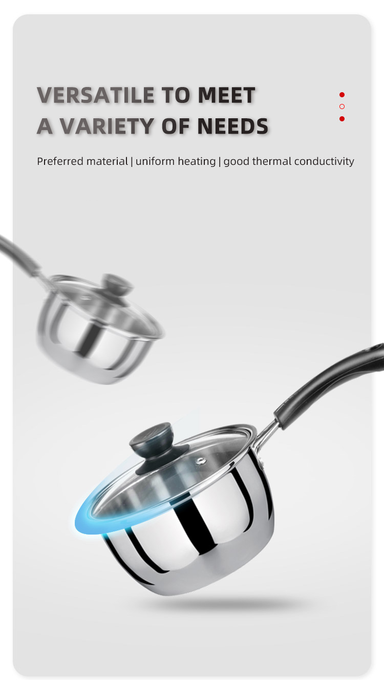 High Quality 6 Pieces Stainless Steel Cooking Pot Sauce Pan Cookware Set Milk Pot Set With Glass Lid