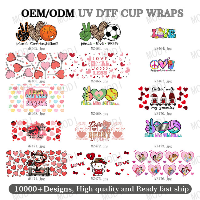 Valentine'S Day UV DTF Transfers For Cups Wraps Custom Logo Libbey Glass Tumbler