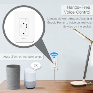 MOES WiFi Smart Wall Socket with USB, US version
