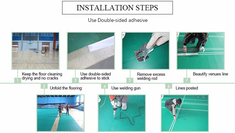 PVC Material Floor High Elasticity Vinyl Sport Flooring Badminton Court Mat
