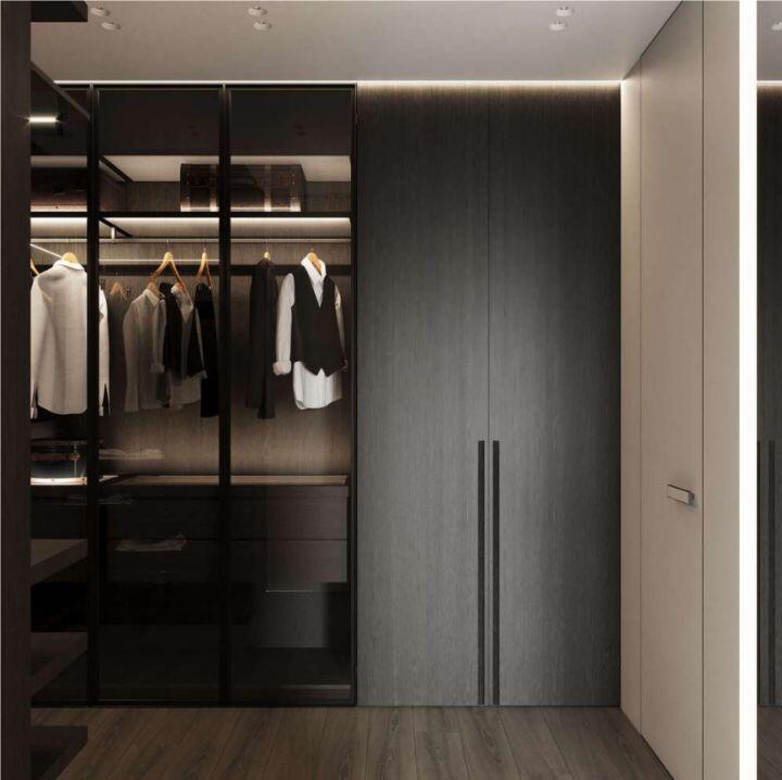 Contemporary Design Style Bedroom Wardrobes with Customized Glass Doors Manufactured