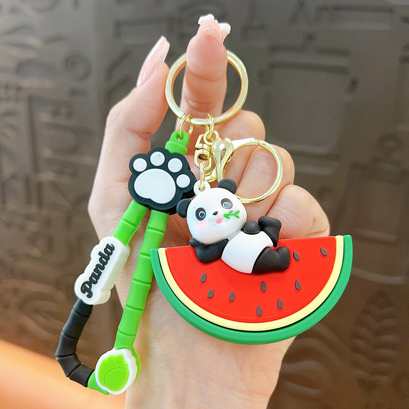 Lady Girl Cute Soft Panda Keychain Charms Gift Animal Car Key Pendant